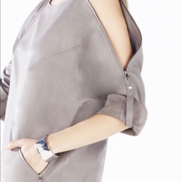 BCBG Yana Zip-Shoulder Faux-Leather Dress - Picture 6 of 7